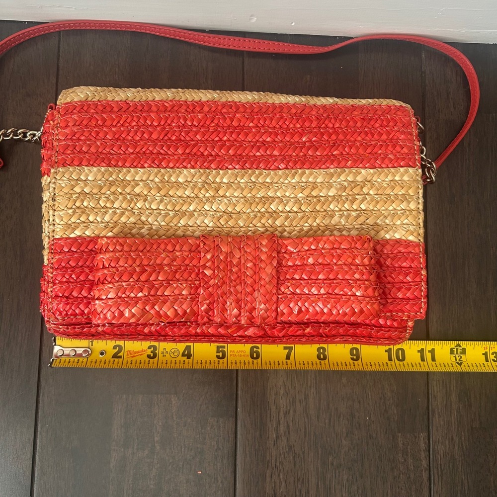 Kate Spade New York Kaley Bow Bridge Wicker Straw Shoulder Bag Clutch - Picture 6 of 15